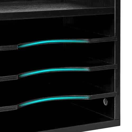 YMYNY Desktop File Organizer with Handle, Document Letter Mail Tray Sorter with 3 Adjustable Shelves, 5 Tiers Paper Holder for School Home Office Desk,Black,13.4 * 12.4 * 9.06" UHBC006B