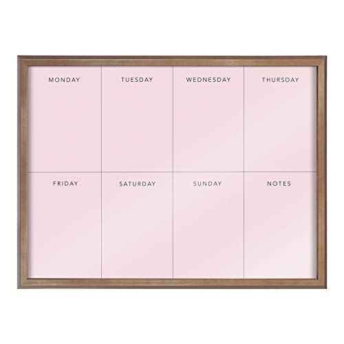 Kate and Laurel Blake This Week Framed Pink Printed Glass Dry Erase Wall Art by The Creative Bunch Studio, 18x24 Gold, Weekly Calendar Printed Glass Wall Organizer