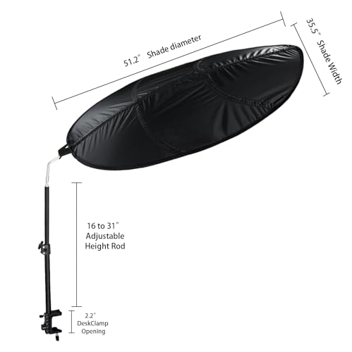VSUNTENT Office Cubicle Shade Light Cover – Leaf Shape Anti-Glare Desk Shield (Black Leaf) with Clamp