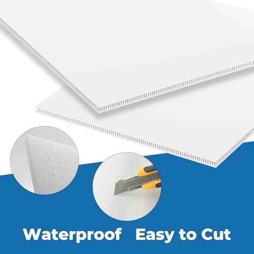 White Poster Board 24x36x0.2 inches, 4 Pack, Thick Corrugated Plastic, Waterproof, for Sign, School Projects, Craft, Art, Indoor and Outdoor Use
