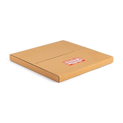 12" Vinyl Record Shipping Boxes, 12.8"L x 12.8"W x 1"D, Easy-Fold, Multi-Depth LP Mailers with Fragile Stickers, Brown, 15 Pack