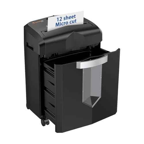 Bonsaii 12 Sheet Micro Cut Paper Shredder | 60-Minute Continuous Run Time | Home Office Heavy Duty Shredder for CD, Credit Card, Mails, Staple, Clip, Jam-Proof System | 4.2 Gal Pullout Bin