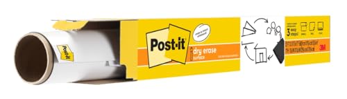Post-it 4W x 25.6H Inch Dry Erase Whiteboard Film for Walls, Doors, Tables - Removable & Stain-Proof, Easy Install, 3x2 ft Roll