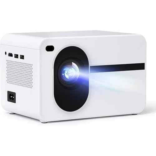Projector with WiFi and Bluetooth Native 1080P Full HD Projector 18000 Lumens Outdoor 200" Projection Screen Video Movie Proyector Compatible with Smartphone, HDMI,USB,AV,Fire Stick, PS5, White