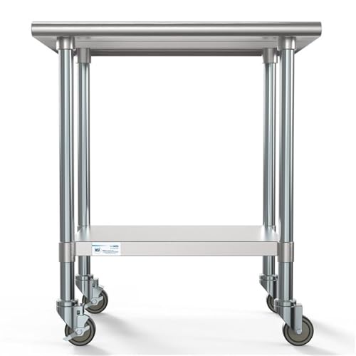 KoolMore 24x30 Stainless Steel Work Table with Under Shelf & Optional Wheels (CT2430-18C) - Heavy Duty