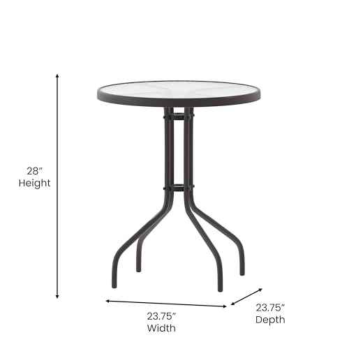 Flash Furniture Bellamy 23.75'' Round Tempered Glass Metal Table, Bronze