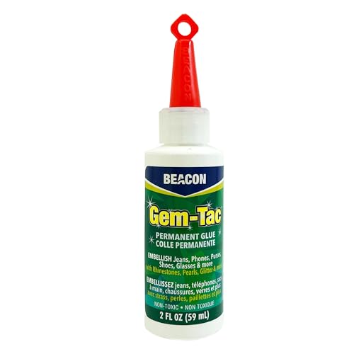 Beacon Gem-Tac Permanent Rhinestone Glue 2 oz – Clear Drying Adhesive