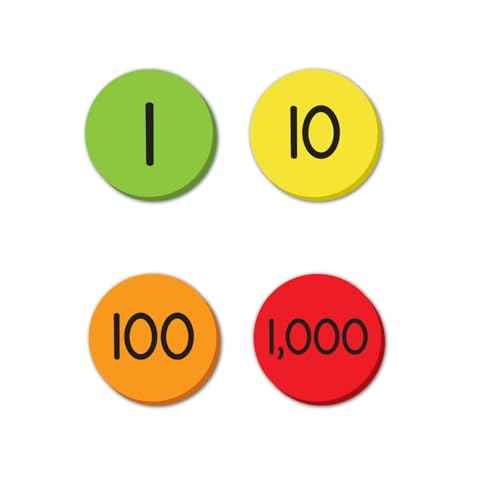 EAI Education Jumbo Magnetic QuietShape¢ç Foam Place Value Disks - Ones to Thousands: Set of 80