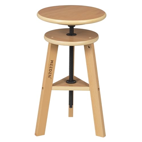 MEEDEN Natural Finish Adjustable Drafting Stool – 19-26 in Height, German Beech