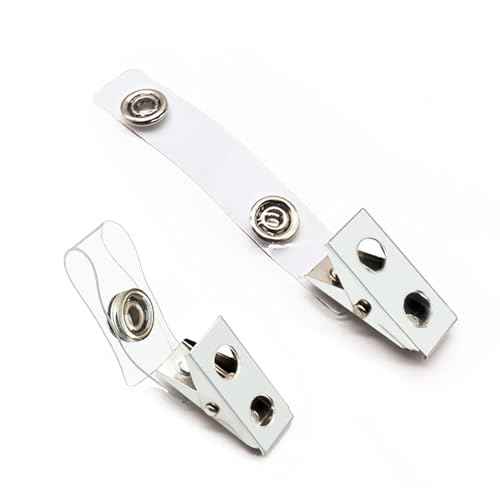 400Pcs Premium Metal Badge Clips with Clear PVC Straps for ID Cards, Badge Holders, Name Tags, Work Badges
