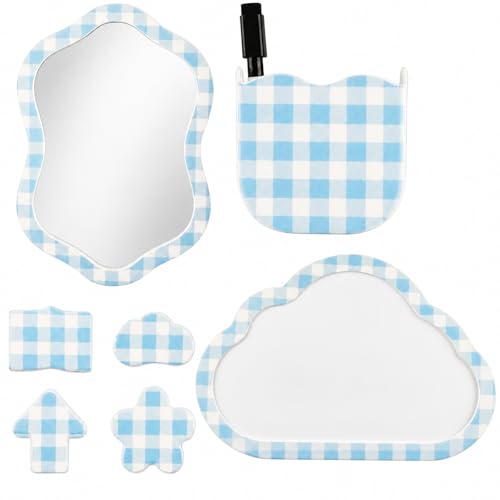 Svartur Blue Magnetic Locker Accessories Set with Mirror, Whiteboard & Pen Holder - Cute School Locker Decor for Girls