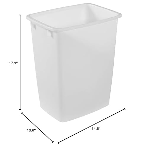 Rubbermaid Small Kitchen Bathroom Trash Can, 9 Gallons, White, Waste Basket for Under Counter/Kitchen/Office/Bedroom/Bathroom