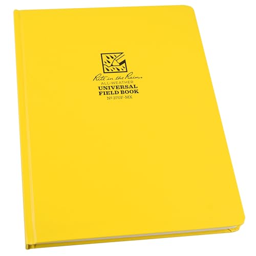 Rite in the Rain Weatherproof Hard Cover Notebook, 8.75" x 11.25", Yellow Cover, Universal Pattern (No. 370F-MX)