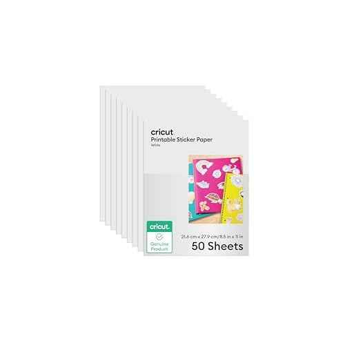 Cricut Printable Sticker Paper - 50 count, US Letter Size (8.5in x 11in)