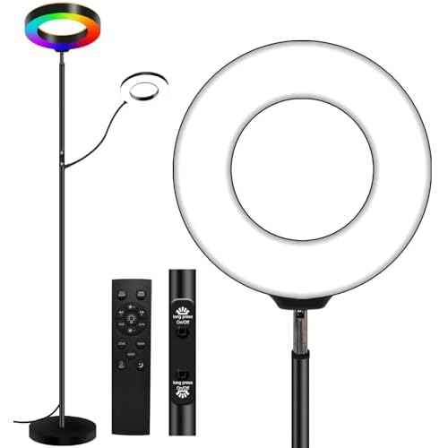 RGB Floor Lamp, 36W/3000LM Super Bright Modern Tall Standing Lamp, 3 Color Temperatures Torchiere Sky Lamp with Dimmable Reading Light, Remote & Touch Control for Living Room, Bedroom, Office