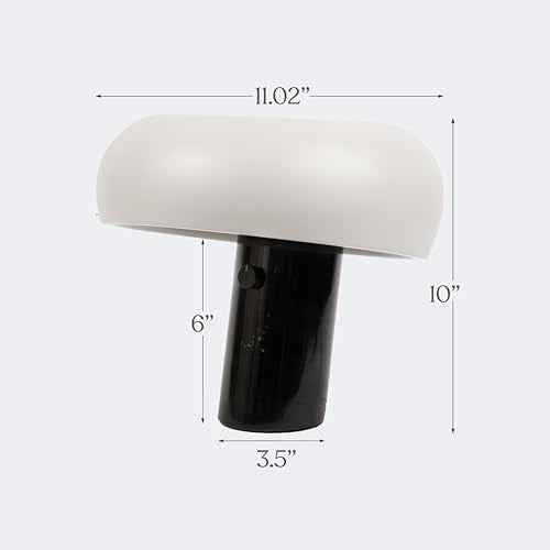 Brightech Kingpin Desk Lamp - Small LED Table Light for Bedroom, Office - Modern Bedside and Side Table With Marble Base, Metal Dome Shade - Dimmable Reading Light for Living Room and Dorm - Black