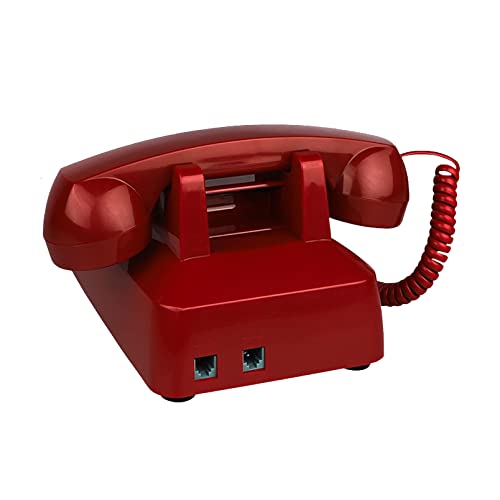 TelPal Landline Phones for Home Office Hotel School Corded Single Line Heavy Desktop Basic Telephone for Seniors Retro Classic Old Fashion Movie Decor Telephones with Loud Metal Bell Ringer (Red)