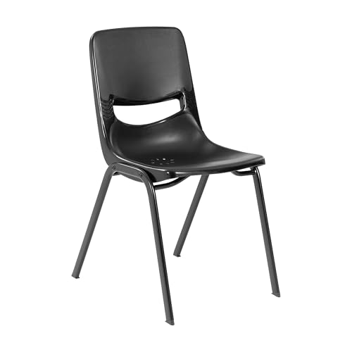 EMMA + OLIVER Black Stackable Flex Comfort Classroom Chair (12+), 500 lb Capacity