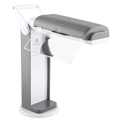 OttLite 13 Watt Magnifier Task Lamp with 2X Magnification and Swivel Base, Dark Gray