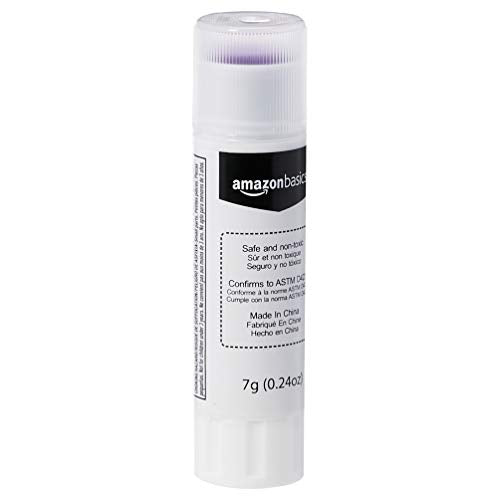 Amazon Basics Purple Washable School Glue Sticks 60-Pack - Dries Clear, 0.24 oz