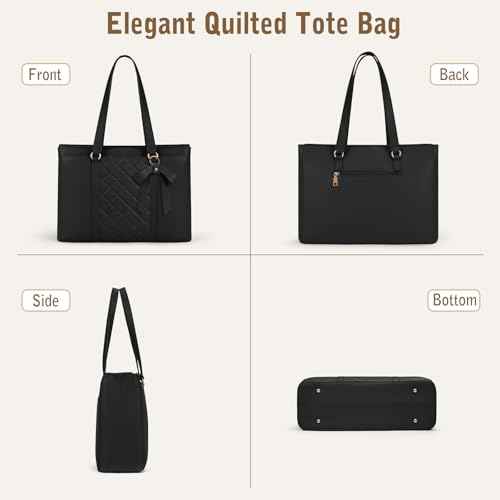 RAINSMORE Laptop Bag for Women 15.6 Inch Work Tote Bags Waterproof Leather Laptop Tote Professional Computer Briefcase