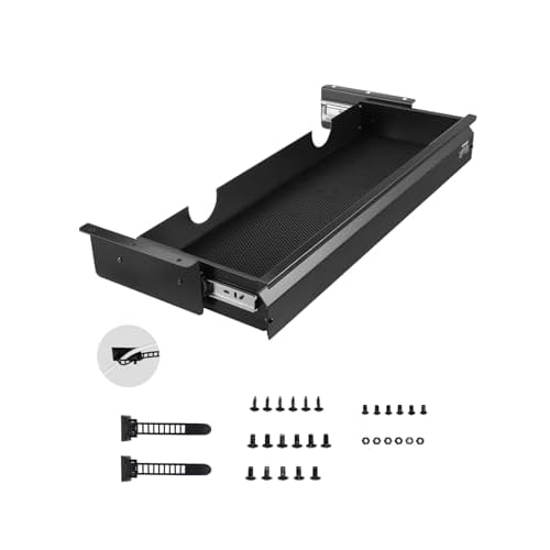 VEVOR Under Desk Drawer Slide Out, 26 inch Under Desk Mounted Pull-out Drawer Attachment, Hidden Under Counter Drawers for office Home Sit Stand Workstation, Black