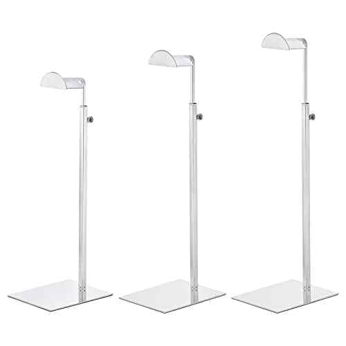 uxcell Purse Display Stand Set 3 Pack Metal Adjustable Handbag Rack Single Hook Holder for Boutique Store - Silver