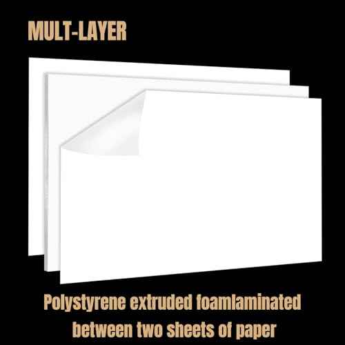 White Foam Board Sheets 36x48 Inches (3/16" Thickness), 5-Pack Foam Core Boards, Lightweight, Rigid, for Arts & Crafts, School Projects, Displays, and Presentations