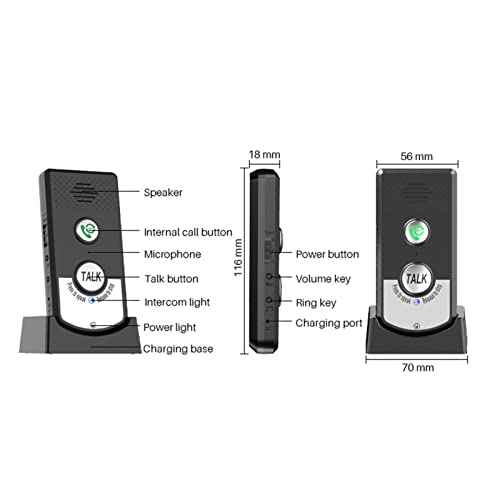 Voice Intercom Doorbell 2 Way Talk for Caregiver and Nurse Pager System (Black)
