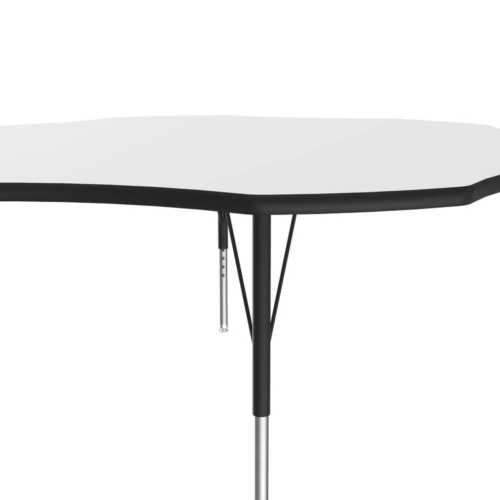 Correll 60" Flower Shaped, Classroom Dry Erase/Markerboard Top Activity Table, Height Adjustable (19"-29), White Durable High Pressure Laminate, School Furniture, Made in The USA