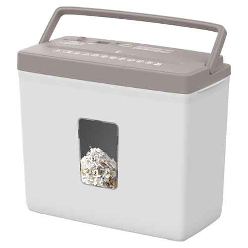 Desktop Shredder,5 Sheets Small Cross-Cut Paper Shredder(P-4 Security) with 2.38-Gallon Basket, 4-Mode Design-Durable & Fast and Jam Proof for Home Office£¨Brown+White£©