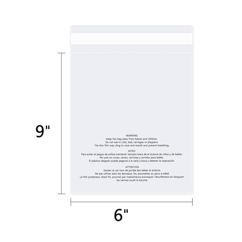6" x 9" (100 Count) Clear Poly Bags with Suffocation Warning