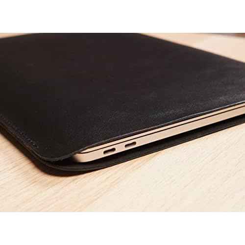 Genuine Leather MacBook Air Case 13.6 for All 13 Inch Macbooks 2018-2023 MacBook Pro M1/A2338 A2251 A2289 2016-2021, Black Vertical