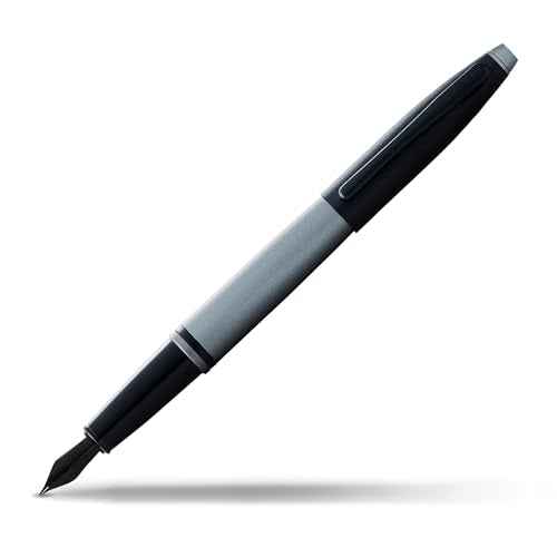 Cross Calais Refillable Fountain Presented in a Luxury Gift Box - Medium Point, Black Ink, Matte Gray & Black
