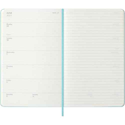 Moleskine Classic 12 Month 2026 Weekly Planner, Hard Cover, Large (5" x 8.25"), Aquamarine, 144 pages