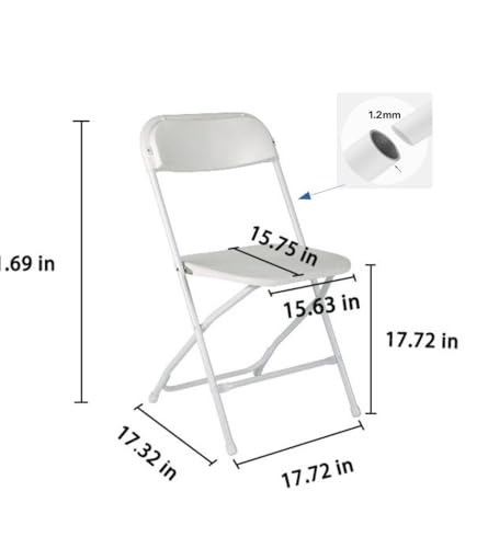 64-piece Folding Table and Chair Set 34” Square 4 Chairs HDPE Top Steel Frame White Chair & Table (White)