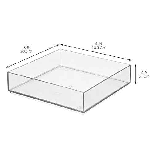 iDesign Stackable Makeup Drawer Organizer Tray - Vanity Organizer or Desk Organizer, Set of 4, Clear