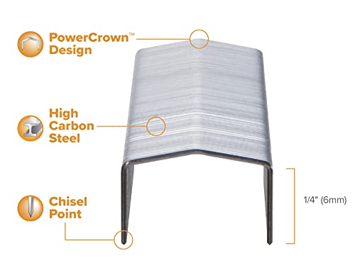 Bostitch PowerCrown 0.25 Inch Staples - Pack of 5,000 for B8 Series