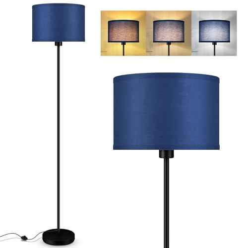 BoostArea Floor Lamp Blue, Standing Lamp, Small Floor Lamps for Living Room, Simple LED Tall Lamp with Lampshade, On/Off Foot Switch, Corner Pole Lamps for Bedroom/Office/Kids' Room(Without Bulb)