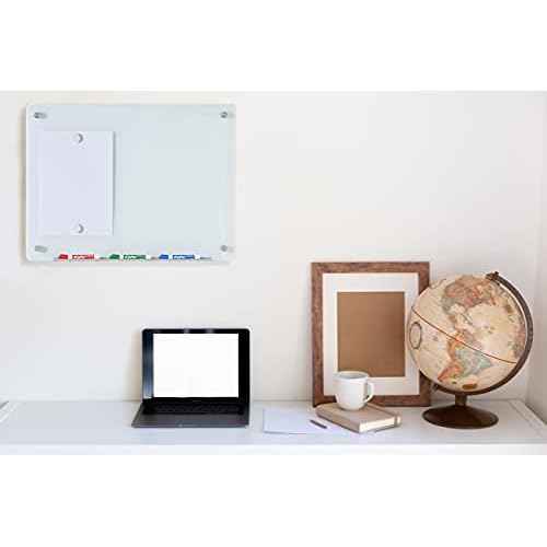 Audio-Visual Direct Magnetic White Glass Dry-Erase Board Set - 2' x 1.5' - Includes Magnets, Hardware & Marker Tray