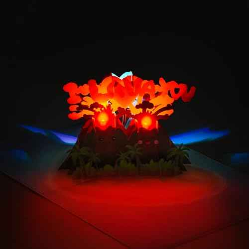 I LAVA YOU Pop Up Anniversary Card for Wife,Husband,Couple, Musical 3D Romantic Valentines Day Card with Lights for Boyfriend or Girlfriend, Funny Happy Anniversary Wedding Valentine Gift Volcano Card