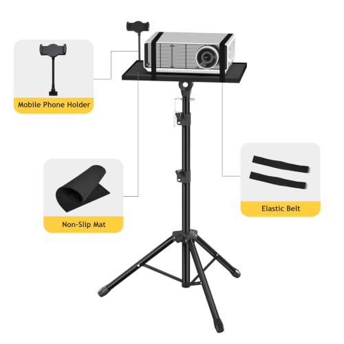 Facilife Adjustable Projector Tripod Stand 22-47 Inches Black for Indoor & Outdoor Movies