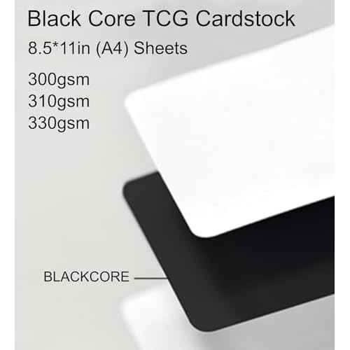 330gsm Black Core TCG Cardstock - DIY Proxies - Professional Blank Smooth Blackcore Playing Card Stock - A4 (8.5 * 11in) Sheets (Black Core 330gsm - 20 Sheets)