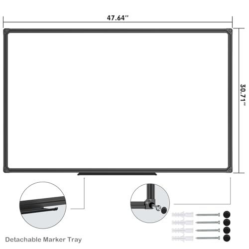 JILoffice Magnetic Whiteboard 48x31 Inch Black Aluminum Frame Dry Erase