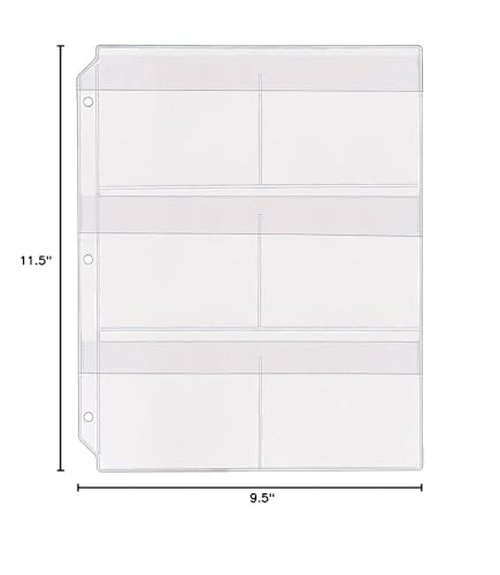 StoreSMART® 6-Pocket Clear Vinyl Binder Page with Flaps - 10-Pack - SPT600-6F-10