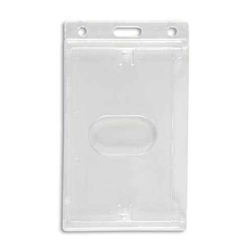 50 Pack Vertical ID Badge Holder - Securely Holds Anything Credit-Card Sized & Works with RFID Cards - Extra Durable Materials, No Wear & Tear On Cards, Easy Card Removal - ID Card Holder