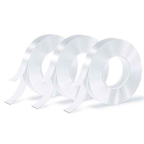 Double Sided Tape, Nano Tape, Transparent Adhesive Tape, Traceless Adhesive Tape, Removable, Washable, Reusable, Suitable for Carpets, Photo Walls, 3m Per Roll, 3 Rolls