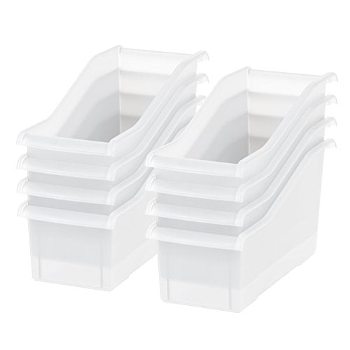 IRIS USA 8-Pack Connecting Clear Magazine & Book Bins for Classroom & Office Storage