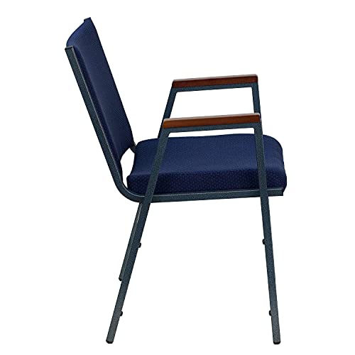 Flash Furniture Hercules Navy Patterned Fabric Stack Chair with Arms (Set of 1)