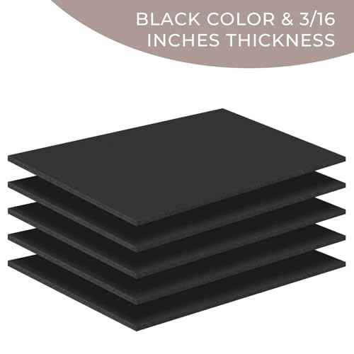 AUEAR, 5 Pack 9x12 Black Foam Boards, Foam Core Poster Board for Display, Mounting, Print, Presentation and Projects, 3/16'' Thick